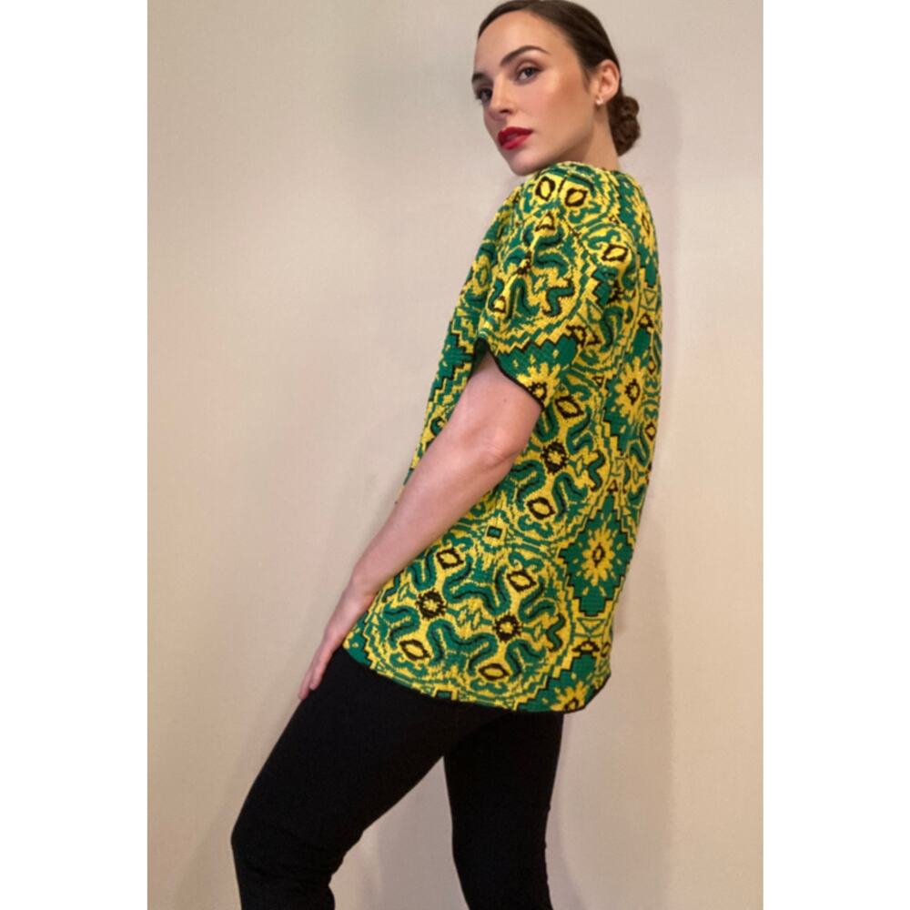 Dries Van Noten Green Knit Sweater Tunic Graphic Print ~Size M ~ Gorgeous! - Picture 4 of 13